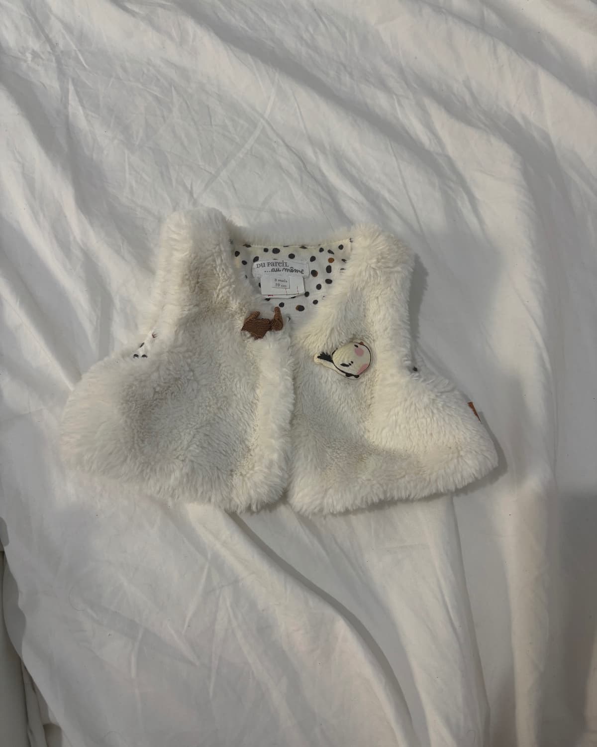Gilet fourrure blanc 3 mois