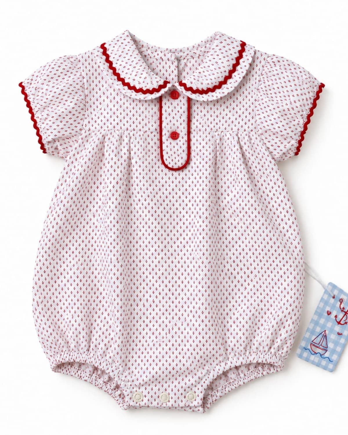 Barboteuse bébé fille blanche à motifs rouges 3 mois